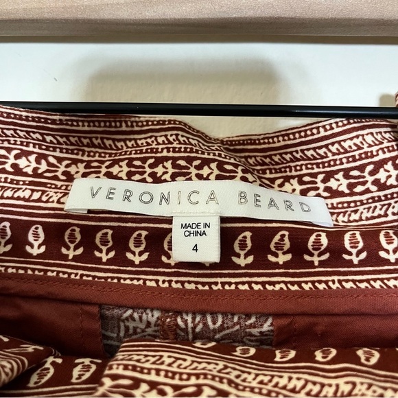 Veronica Beard Clerence Belted High-Rise Pants Rust Multi Size 4 - Picture 7 of 9